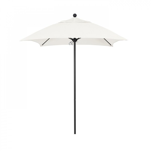 California Umbrella 6' Black Aluminum Market Patio Umbrella, Sunbrella Natural 194061334058 - main